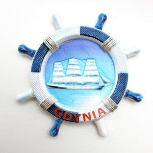 Gdynia Fridge Magnet Poland Travel Souvenir Refrigerator Magnetic Nautical Wheel